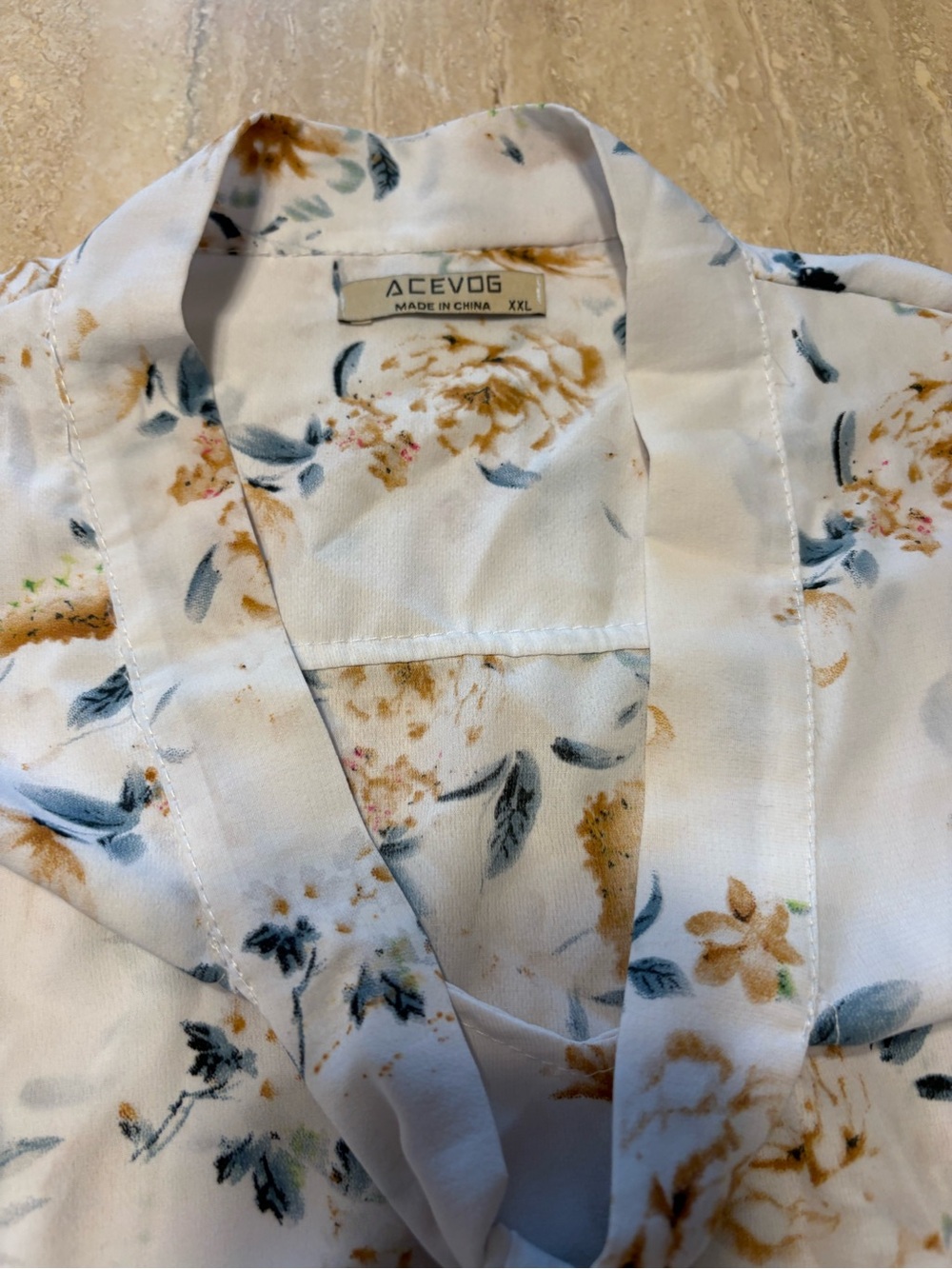 ACEVOG Tie Neck Floral Blouse | Size XXL | Long Sleeve Chiffon Top